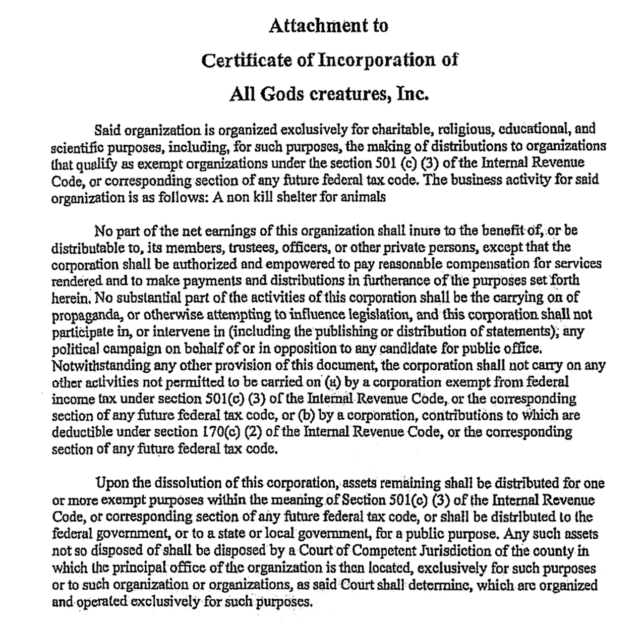 All Gods Creatures Incorporation